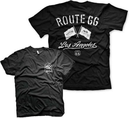 Route 66 Heren Tshirt -2XL- Los Angeles Zwart