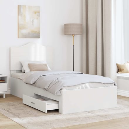 vidaXL - Bedframe - met - lade - met - hoofdeinde - Wit - 90 - x - 190 - cm - Bewerkt - hout