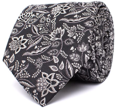 Tresanti DONATI Silk tie with flowers Grey (TRTIIE359 - 200)