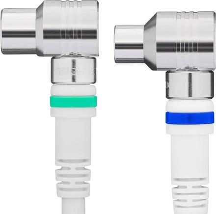 Coaxkabel Male - Female Haaks 90° 3 m Wit/Zilver