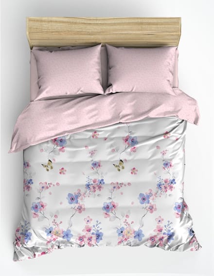 Parure de lit - 1 housse de couette 220 x 240 cm + 2 taies d'oreiller 60 x 60 cm - 100% coton renforcé - Rose