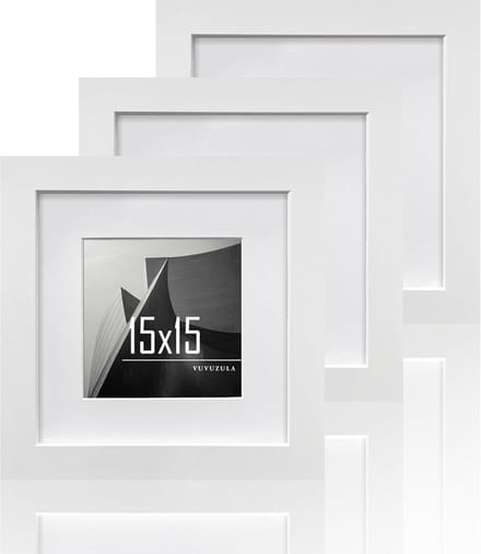 Houten Fotolijst 15x15 cm Wit Vierkant MDF Lijst Set van 3