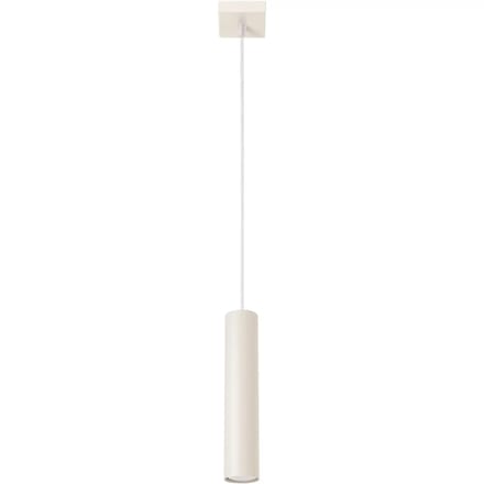 Hanglamp LAGOS 1 met slanke cilindrische kap - Sollux Lighting - IP20 - Beige staal behuizing - 8 x 8 x 118 cm - 1 x GU10 LED, exclusief lichtbron - Max. 10 W - Industriële hanglamp voor gang, hal en woonkamer