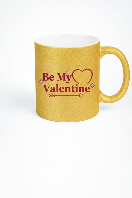 Be My Valentine" Gouden Glitter Mok - Romantisch Valentijnsdag Cadeau