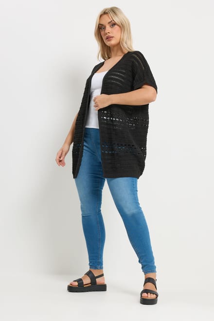 Yours Zwarte Gehaakte Kimono Size 62-64