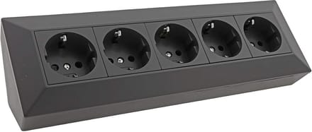 5-voudig stopcontactblok, zwart 250V~/ 16A