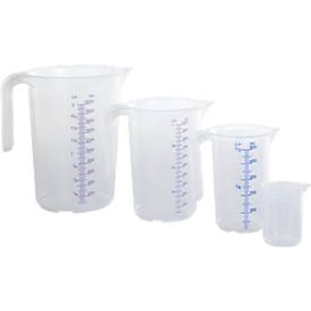 Hünersdorff maatbekerset, 4-delig, transparant polypropeen, open handvat