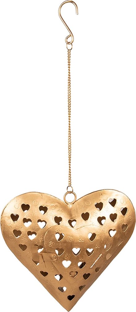 Clayre & Eef Hanger 23x6x22 cm Goudkleurig Ijzer Hartvormig Woondecoratie
