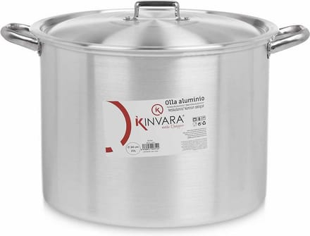 Kinvara grote kookpan/Soeppan met deksel - Aluminium - 25 liter - D34 x H30 cm