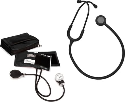 Set Bloeddrukmeter met Stethoscoop Zwart - Bovenarm - Handmatig - Stethoscoop Medisch - MDR Gecertificeerd