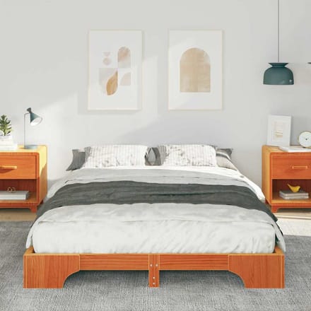 vidaXL - Bedframe - Bruin - 140 - x - 220 - cm - Massief - grenenhout
