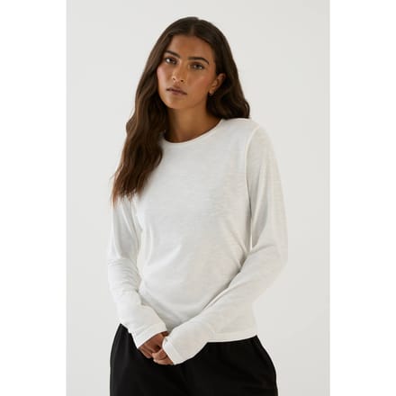 Dames Dsgn Studio Slub T-shirt Met Lange Mouwen | White | Maat: Small