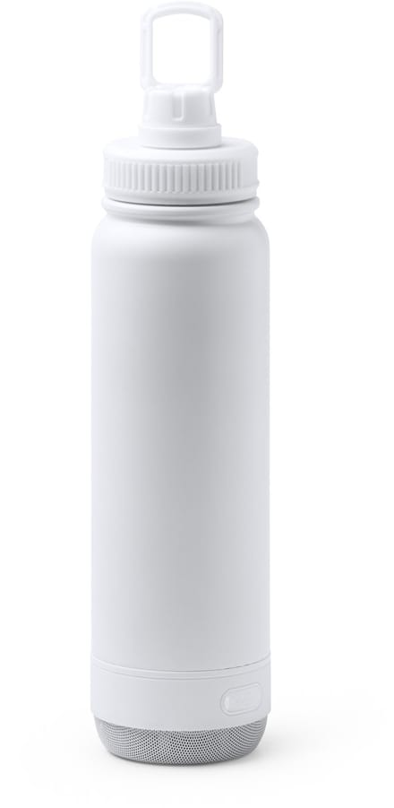Dubbelwandige RVS Thermosfles met speaker. 650 ml kleur Wit