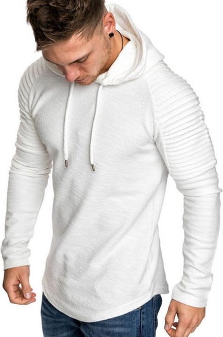 Hoodie Rib Sleeve White XL