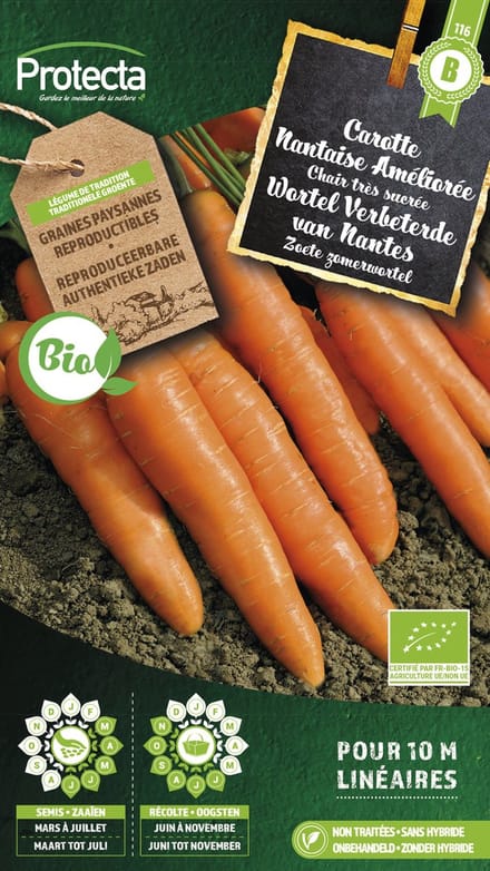 Protecta Groente zaden: Wortel Verbeterde van Nantes Biologisch