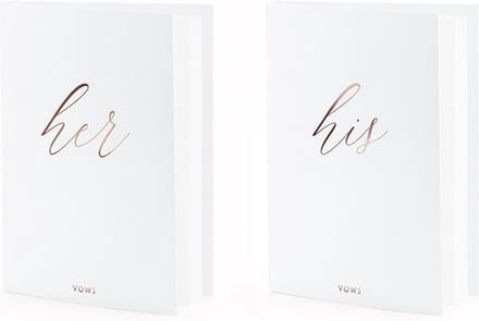 PartyDeco Gelofte boekje - Vows voor bruiloft - Wit, roségoud - 2 stuks