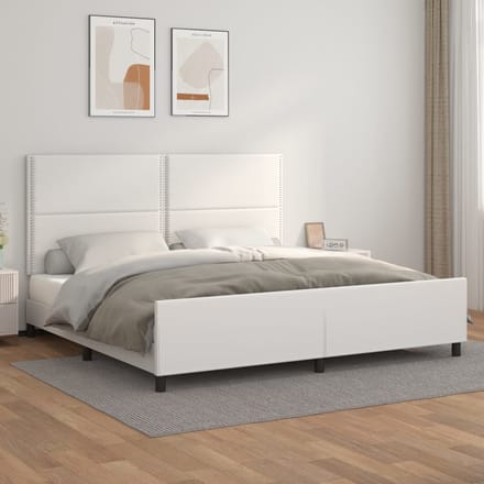 vidaXL - Bedframe - met - hoofdbord - kunstleer - wit - 200x200 - cm
