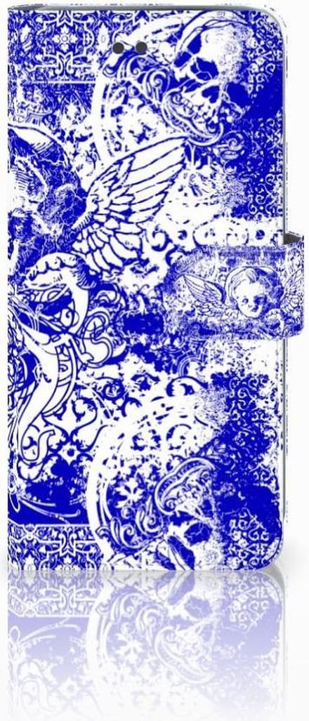 Telefoonhoesje met Naam Apple iPhone 7 Plus | 8 Plus Angel Skull Blauw