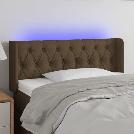 vidaXL - Hoofdbord - LED - 93x16x78/88 - cm - stof - donkerbruin