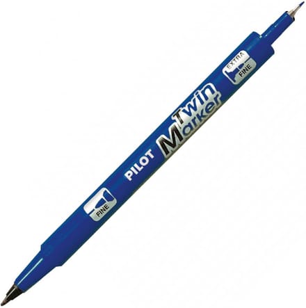 Pilot permanente marker Twin Marker EF/F, blauw, 0,4–0,8 mm en 0,8–2,0 mm