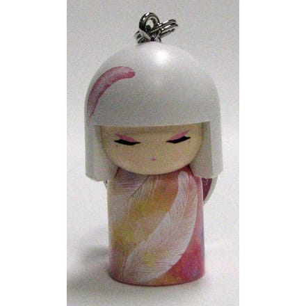 Kimmidoll Sleutelhanger TGKK158  Mizuyo  Kokeshi-Geïnspireerd Figuurtje, Betekenisvol Japans Cadeau, Een Lieve Dagelijkse Bedel en Souvenir gray