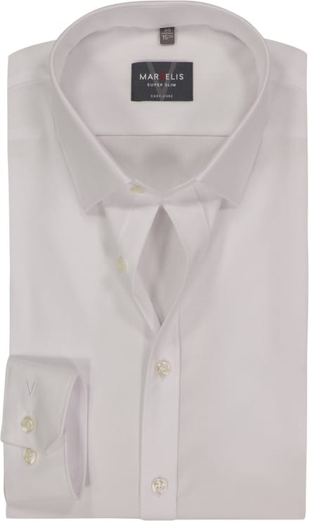 MARVELIS super slim fit overhemd - popeline - wit - Strijkvriendelijk - Boordmaat: 41 (EU maat: L)