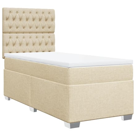 vidaXL - Boxspring - met - matras - stof - crèmekleurig - 100x200 - cm