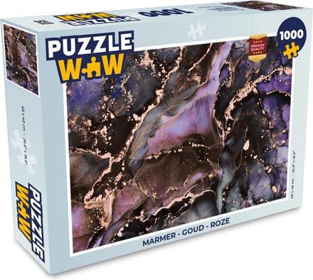 Puzzel Marmer - Goud - Roze - Legpuzzel - Puzzel 1000 stukjes volwassenen