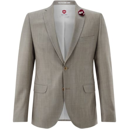 slim fit 2-knoops colbert van mix van scheerwol en elastaan