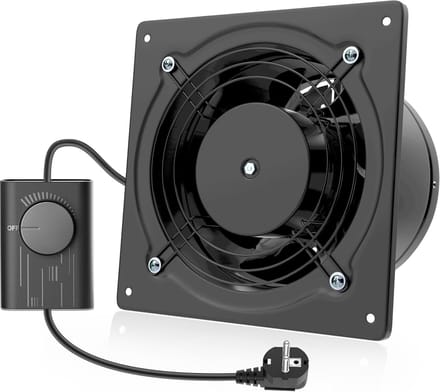 Afzuigventilator - Ventilator met regelaar - Luchtkwaliteit verbeteren - Stille werking - 150 mm - Zwart