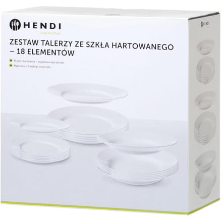 Hendi Serviesset - 18 Stuks - Smeedglas - Ø225mm - Ø245mm - Ø195mm