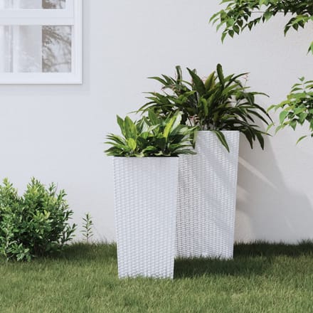vidaXL - Plantenbak - met - uitneembare - bak - rattan-look - 11/26,5 - L - PP - wit