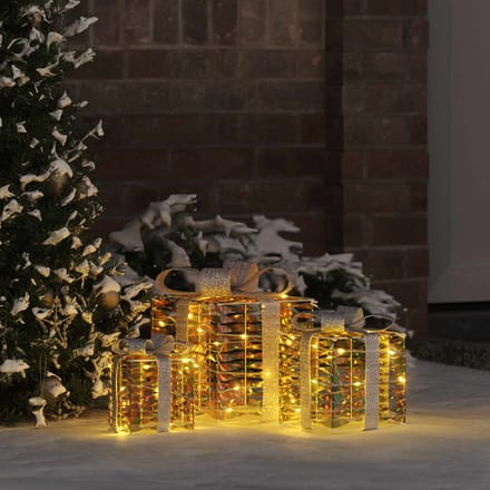 vidaXL - met - 60 - LED - 3 - pcs - Warmwit - 20 - x - 20 - x - 20 - cm - PET
