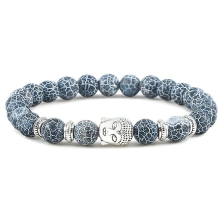 Memphis kralen armband Frosted Agaat Buddha