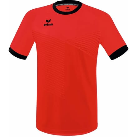 Erima Mantua Shirt Korte Mouw Kinderen - Zwart / Rood | Maat: 128