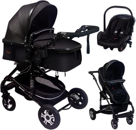 Kinderwagen 3-in-1 - Combi kinderwagen - Veilig op reis - TÜV gecertificeerd - Complete set - Zwart