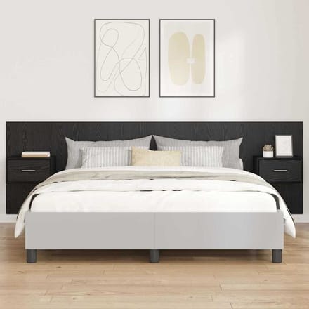 vidaXL - Hoofdeinde - Met - Kast - 3 - st - Zwart - Eiken - Bewerkt - hout