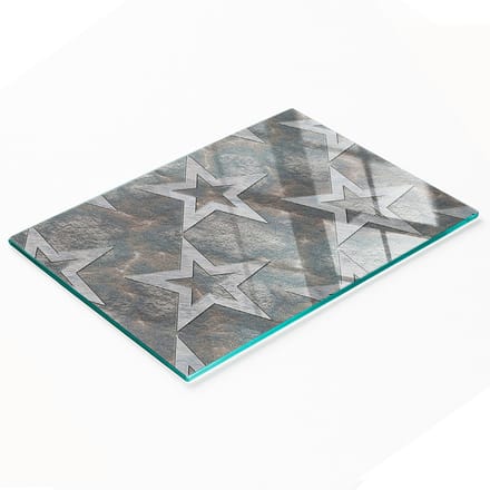 Decoratieve glazen snijplank met stenen sterren, 80x52 cm