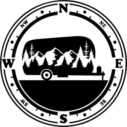 Decoratief sticker - camper - camping - caravan - kompas