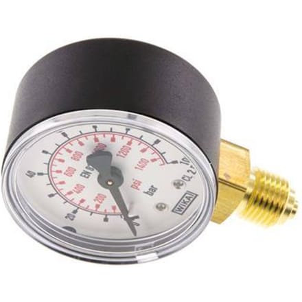 0..100 Bar Manometer Onderaansluiting Kunststof/Messing 50 mm Klasse 2.5