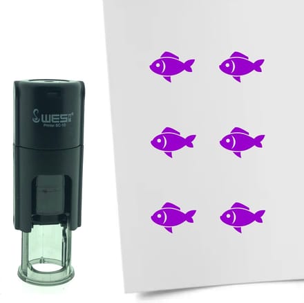 CombiCraft Stempel Vis 10mm rond - Paarse inkt
