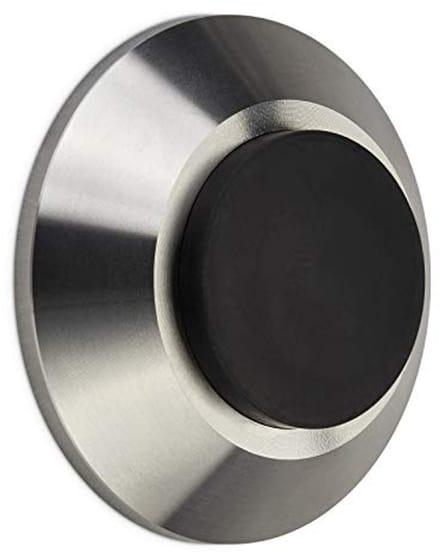 Moderne deurstopper van massief roestvrij staal Ø 60 mm met rubberen buffer