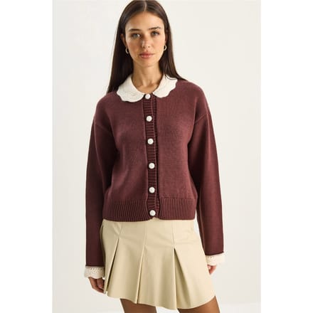 Dikke Ribgebreide Cardigan met Knopen Sluiting