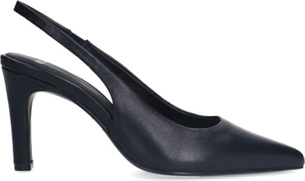 Manfield - Dames - Zwarte leren slingbacks - Maat 40
