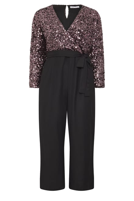 Yours London Chocoladebruine 2In1 Jumpsuit Met Pailletten Size 48