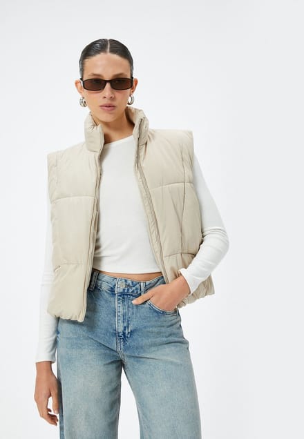 Rechte kraag Gerecycled polyester Weste Anorak