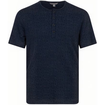 John Varvatos Stanton Regular Fit Ss Henley With Textu Ink Blue Size: M | Basic T-Shirts Outlet | Heren | Blauw