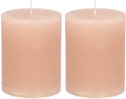 Atmosphera Stompkaars - 2x - taupe - 7 x 9 cm - cilinderkaars - middel rustiek model