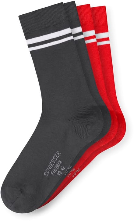 Schiesser heren 2P sokken basic zwart & rood