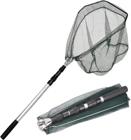 Quvo® Schepnet Vissen - Visnet - Telescoop Schepnet - Duurzaam Net met Rubberen Coating - Groen - 43cm x 43cm x 1cm